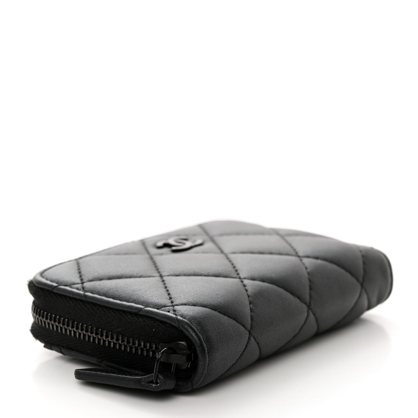 Lambskin Quilted Zip Coin Purse So Black