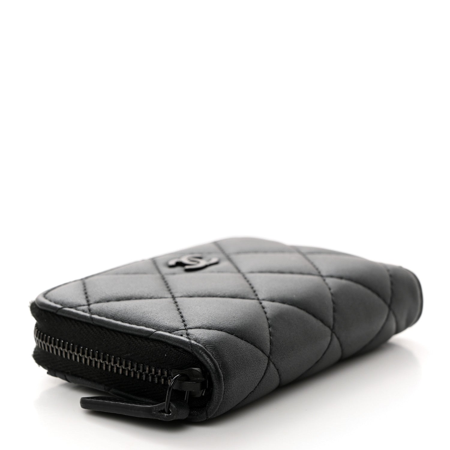 Chanel Lambskin Quilted Zip Coin Purse So Black 4 of 8