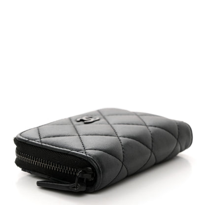 Chanel Lambskin Quilted Zip Coin Purse So Black 4 of 8
