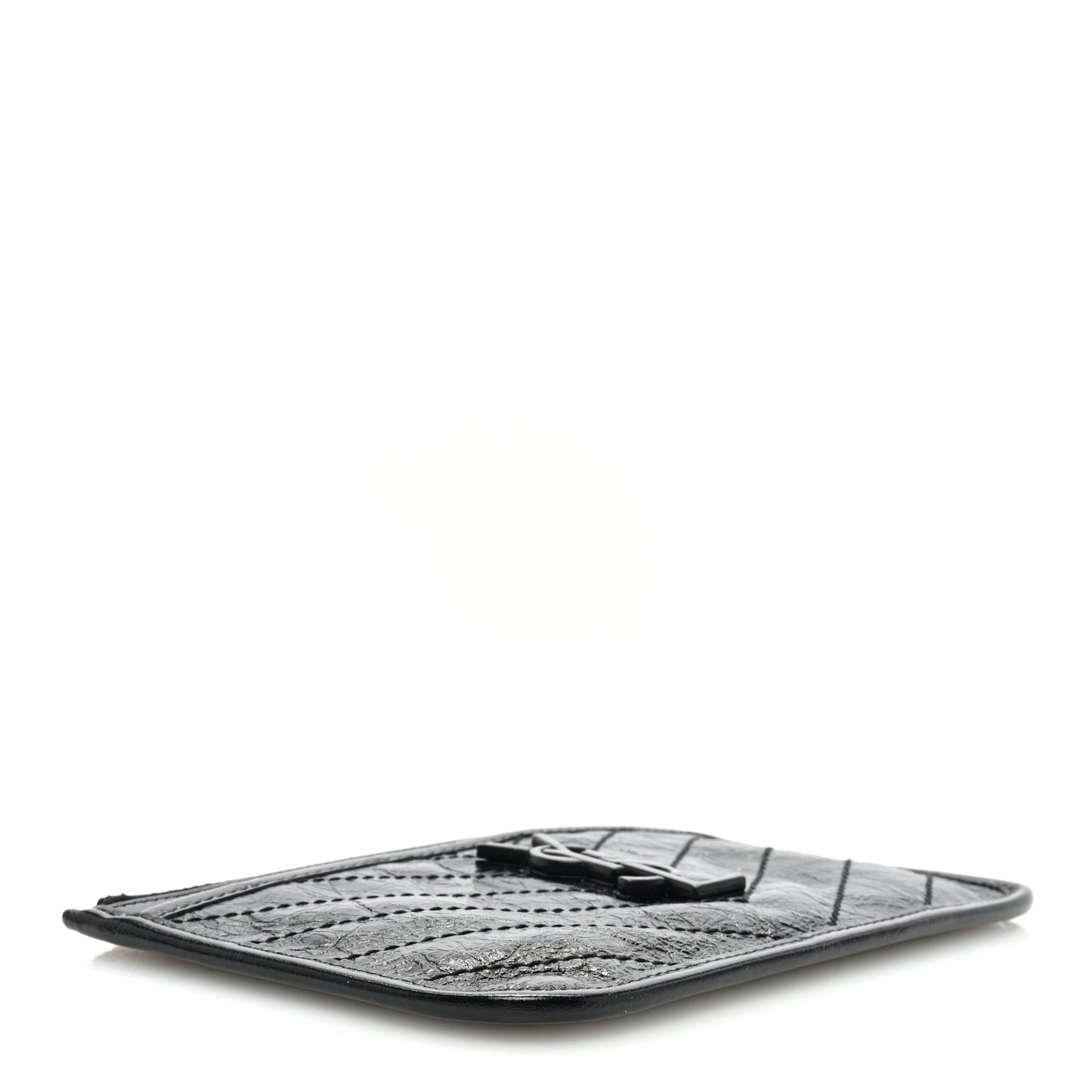 Crinkled Calfskin Matelasse Monogram Niki Bill Pouch Black
