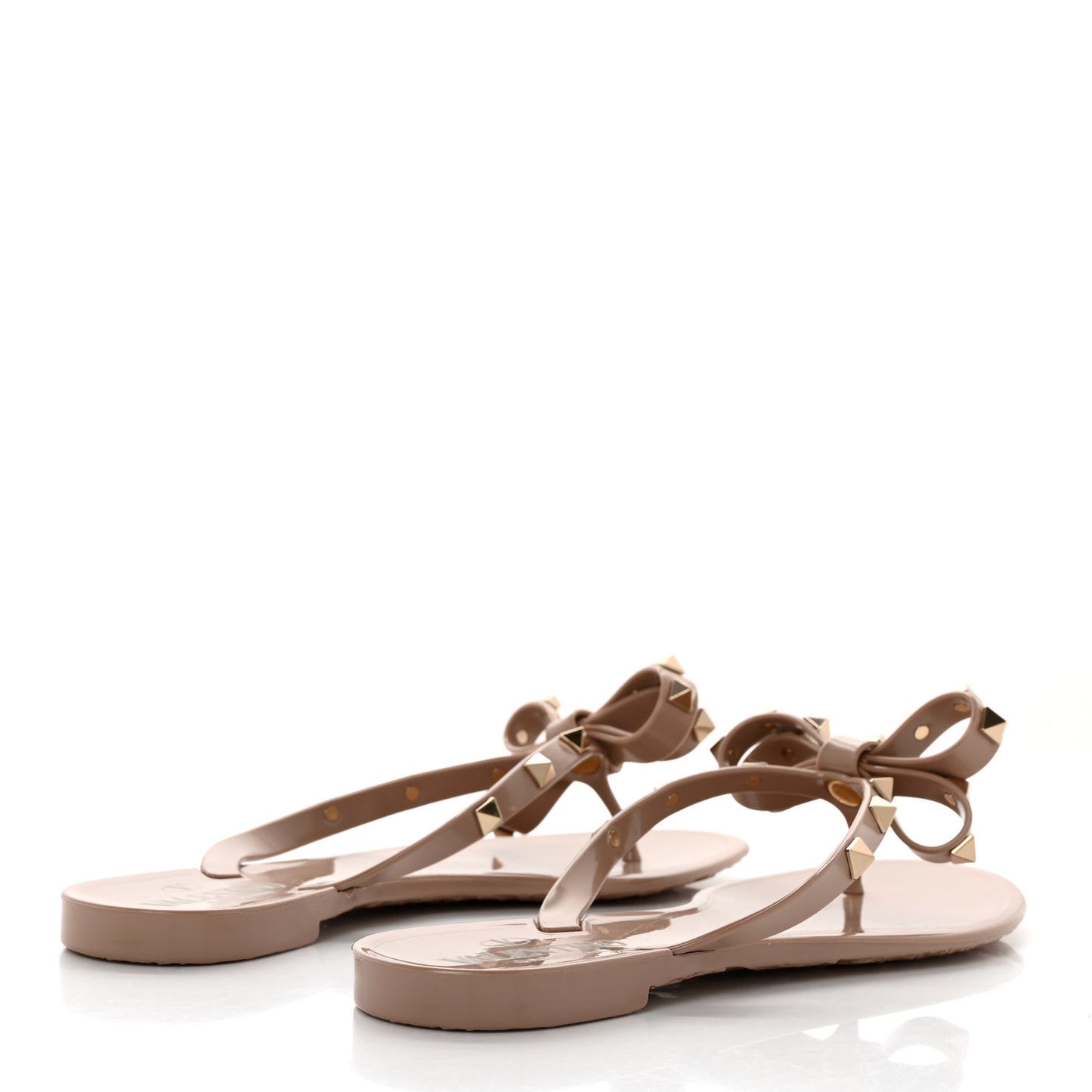 PVC Jelly Rockstud Bow Thong Sandals 36 Poudre