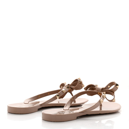 Valentino Garavani PVC Jelly Rockstud Bow Thong Sandals 36 Poudre 4 of 7