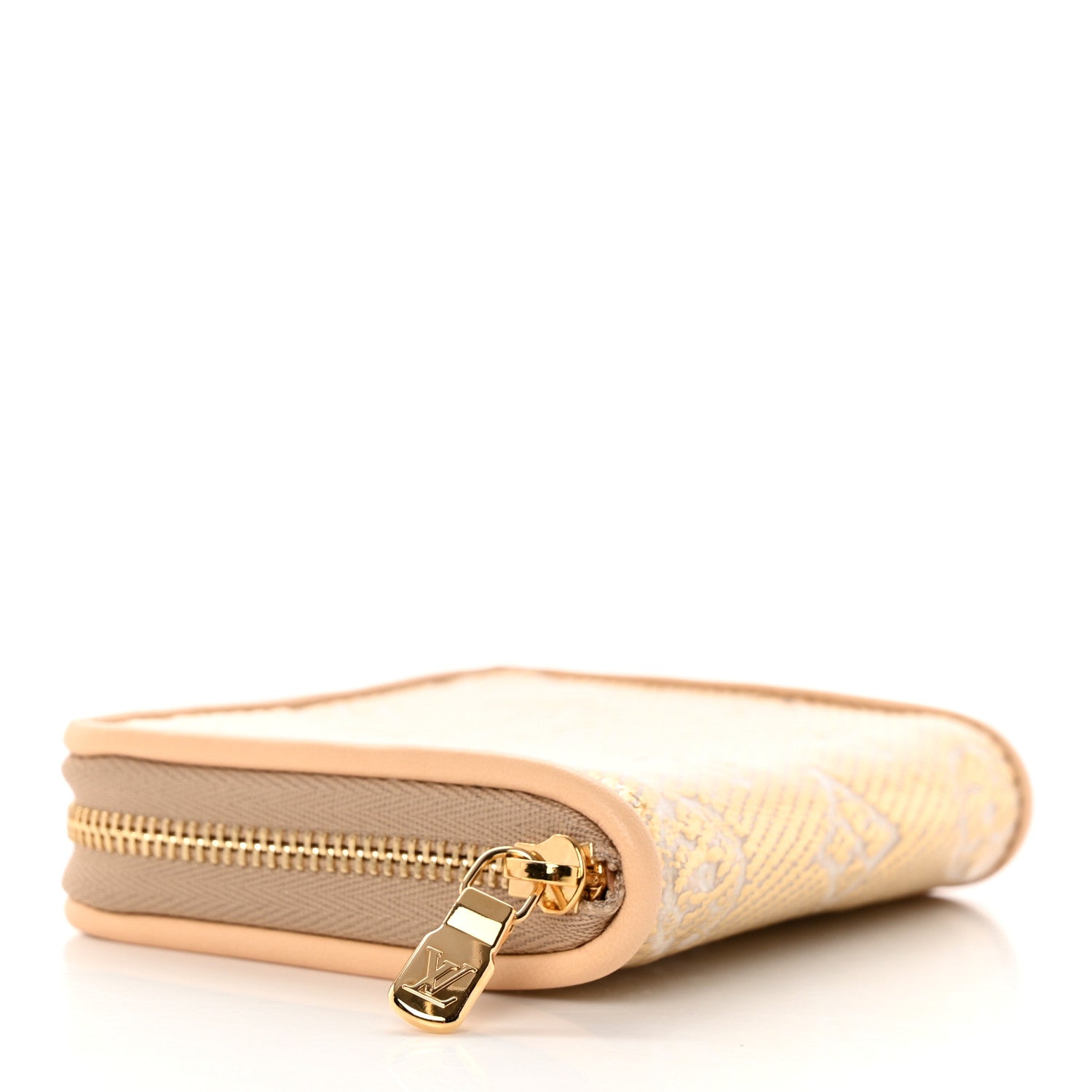 Louis Vuitton Lurex Jacquard Monogram Zippy Coin Purse Beige 4 of 7