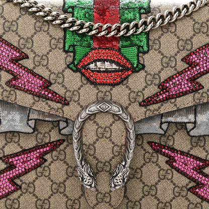 Gucci GG Supreme Monogram Lightning Embroidered Medium Dionysus Shoulder Bag Beige 8 of 12