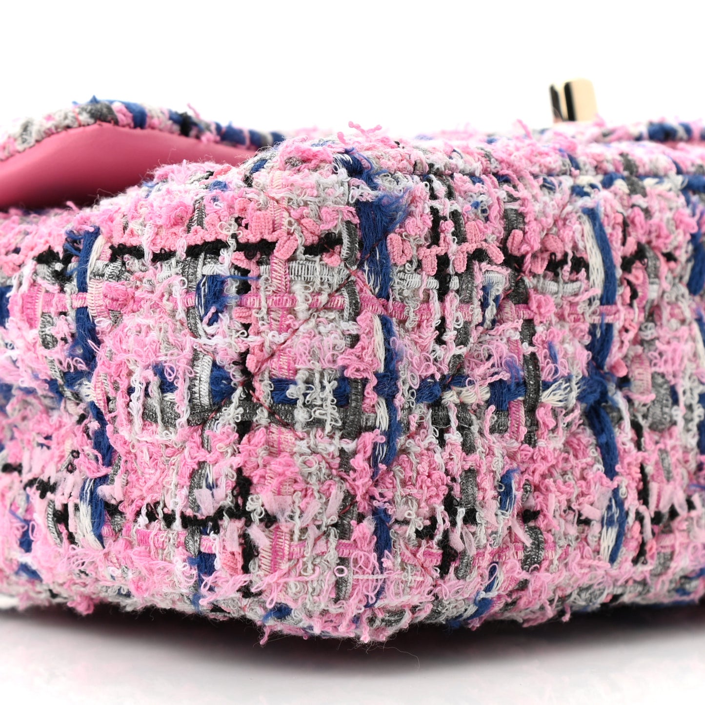 Tweed Quilted Mini Rectangular Flap Pink Multicolor
