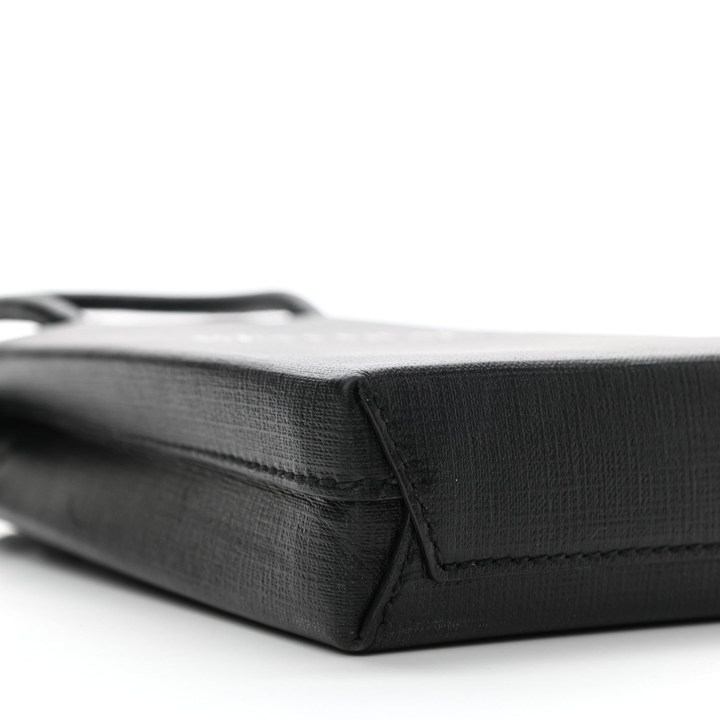 Squared Calfskin Logo Shopping Phone Holder Bag Black