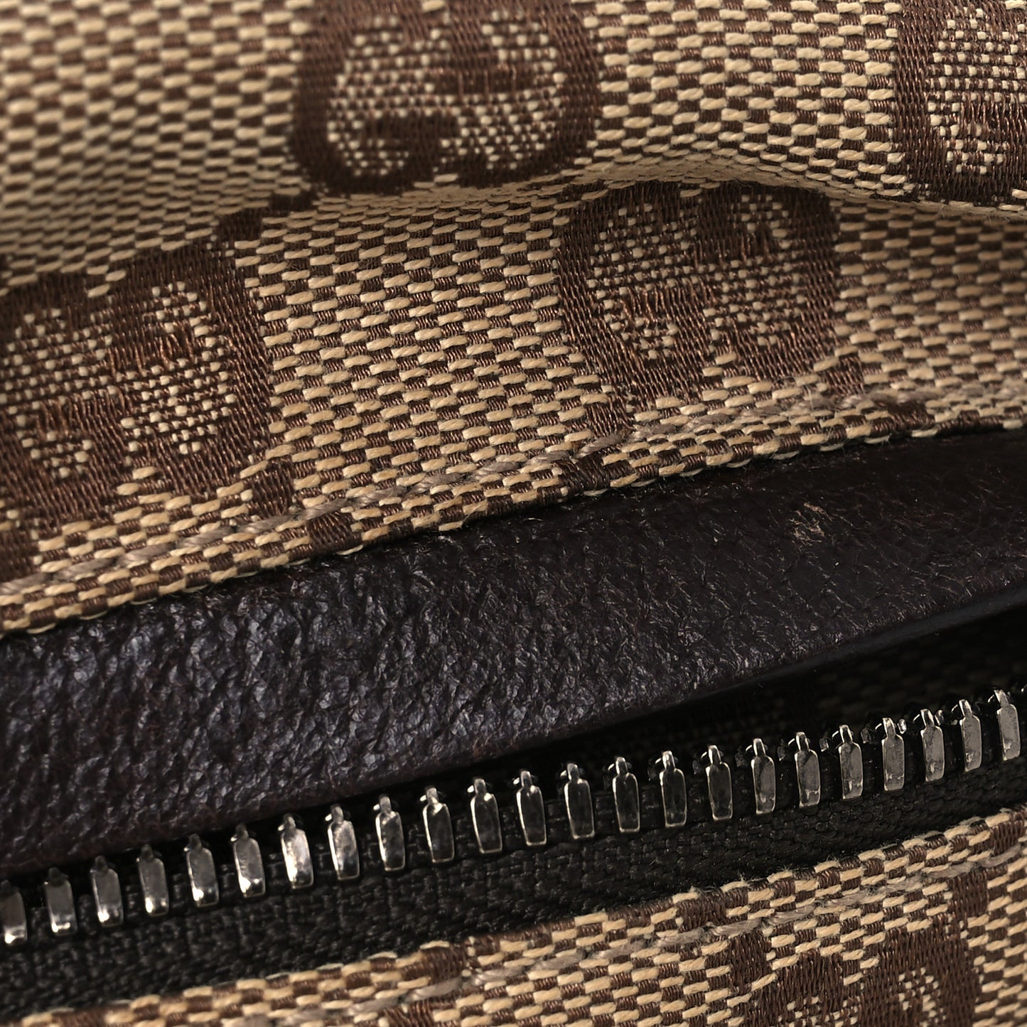 GG Monogram Double Pocket Belt Bag Dark Brown