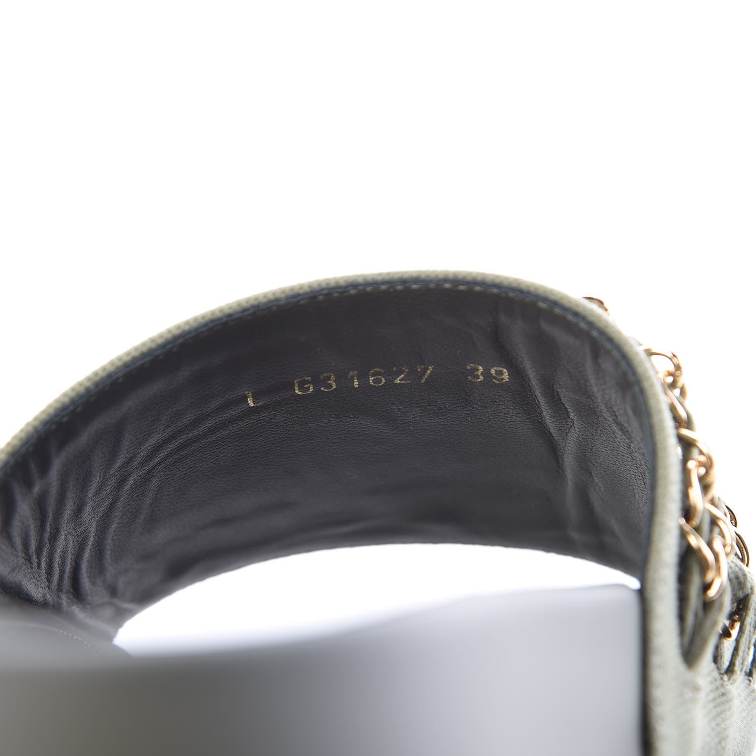 Chanel Canvas Chain Flat Sandals 39 Khaki 7 of 9