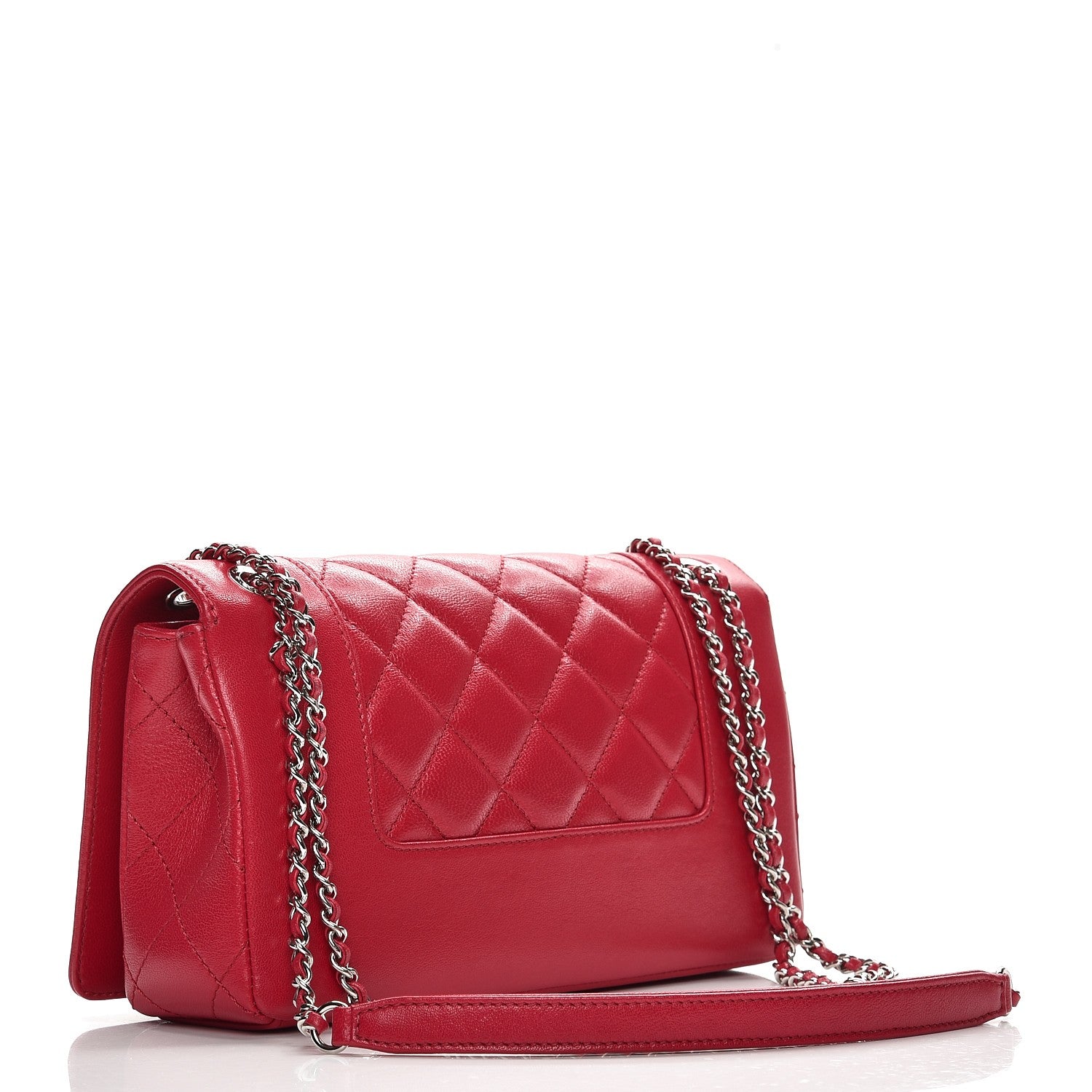 Chanel Iridescent Sheepskin Quilted Medium Vintage Mademoiselle Flap Dark Pink 3 of 8