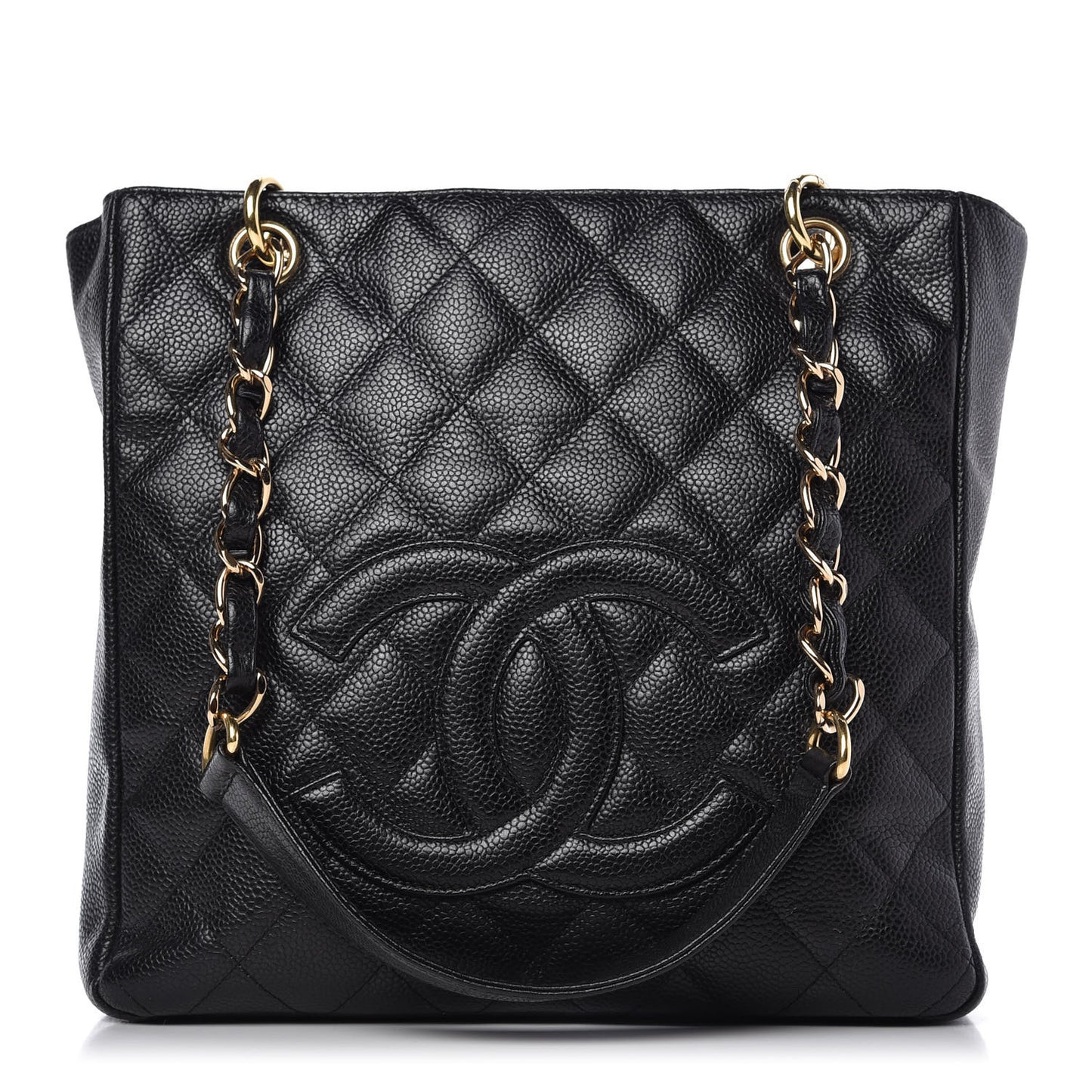 Caviar Quilted Petit Shopping Tote PST Black