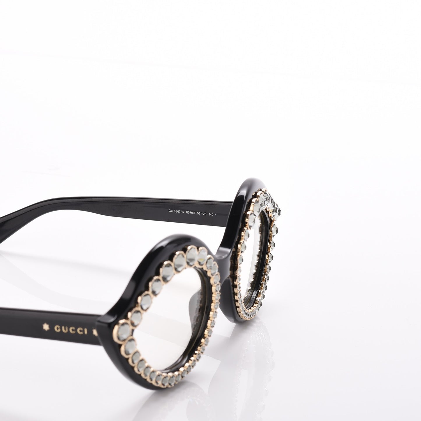 Acetate Crystal Studded Cat Eye Sunglasses GG3867/S Black