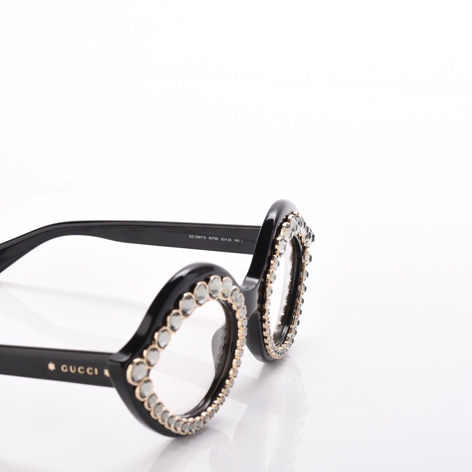 Gucci Acetate Crystal Studded Cat Eye Sunglasses GG3867/S Black 5 of 7
