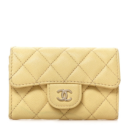 Chanel Caviar Quilted Flap Card Holder Wallet Yellow 1 of 9
