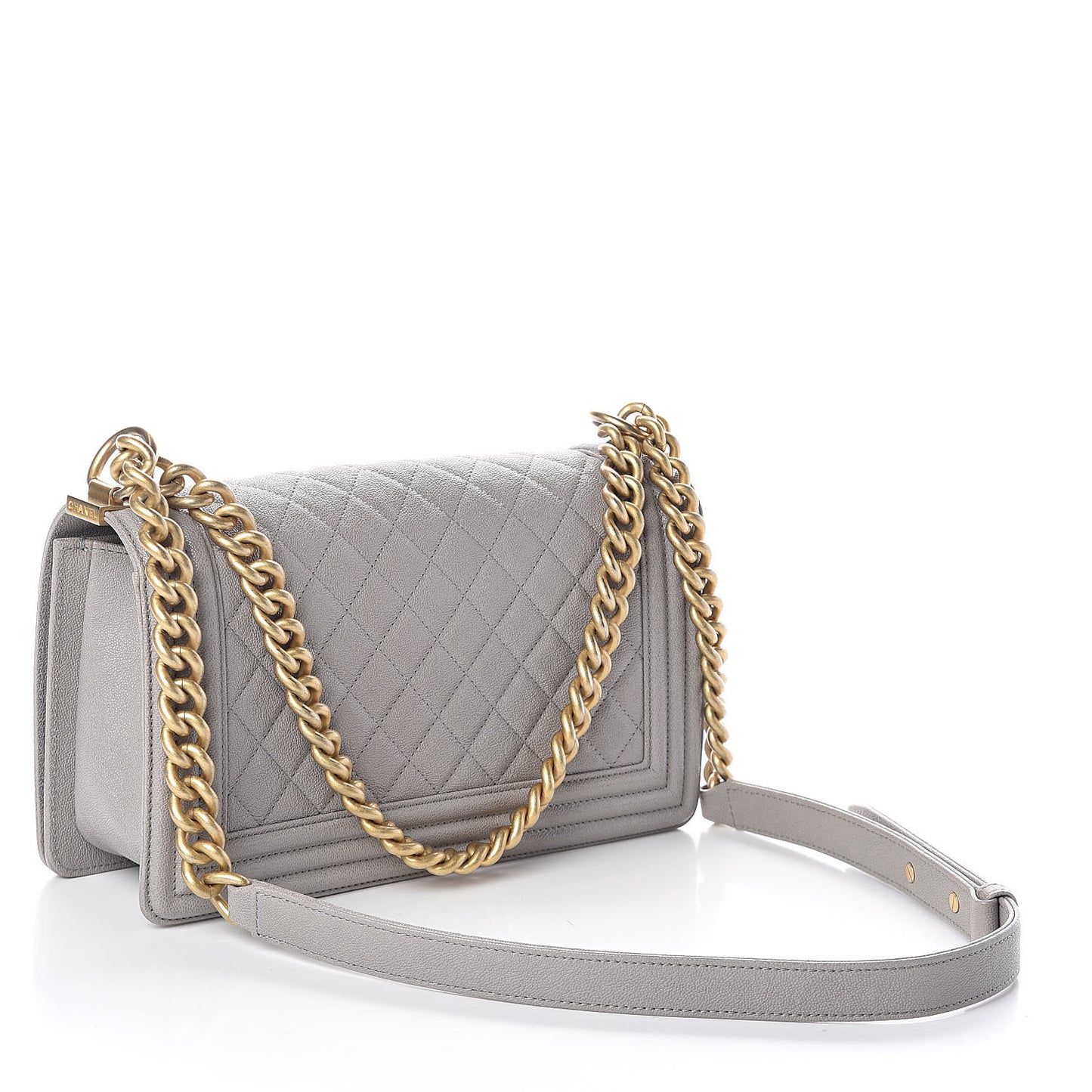 Caviar Quilted Medium Boy Flap Grey