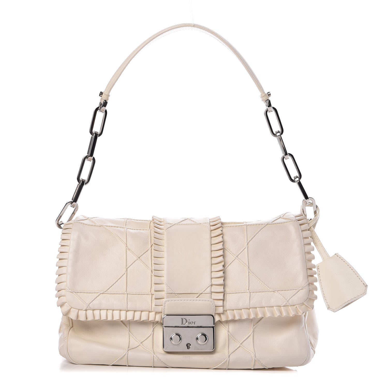 Christian Dior Calfskin Cannage Fringe Small Miss Dior Flap White 1 of 12