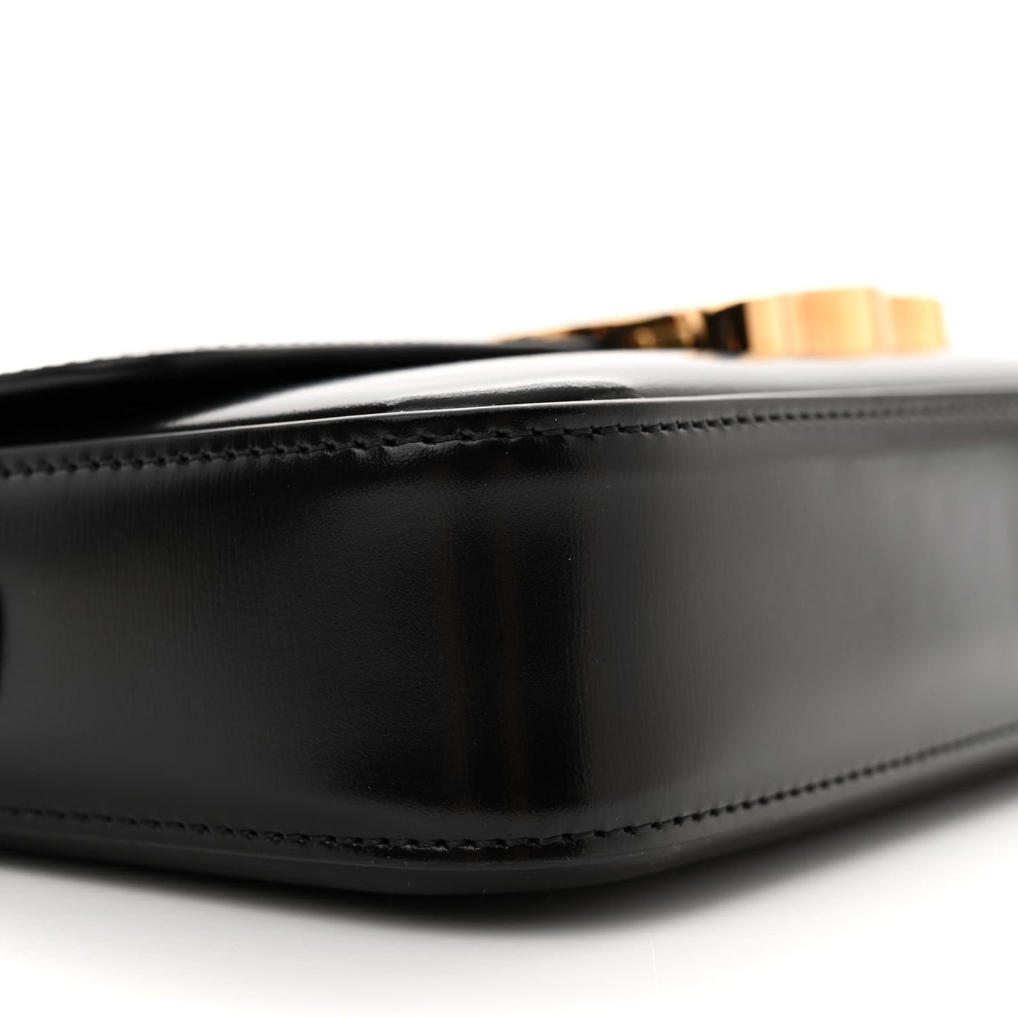 Shiny Calfskin Triomphe Shoulder Bag Black