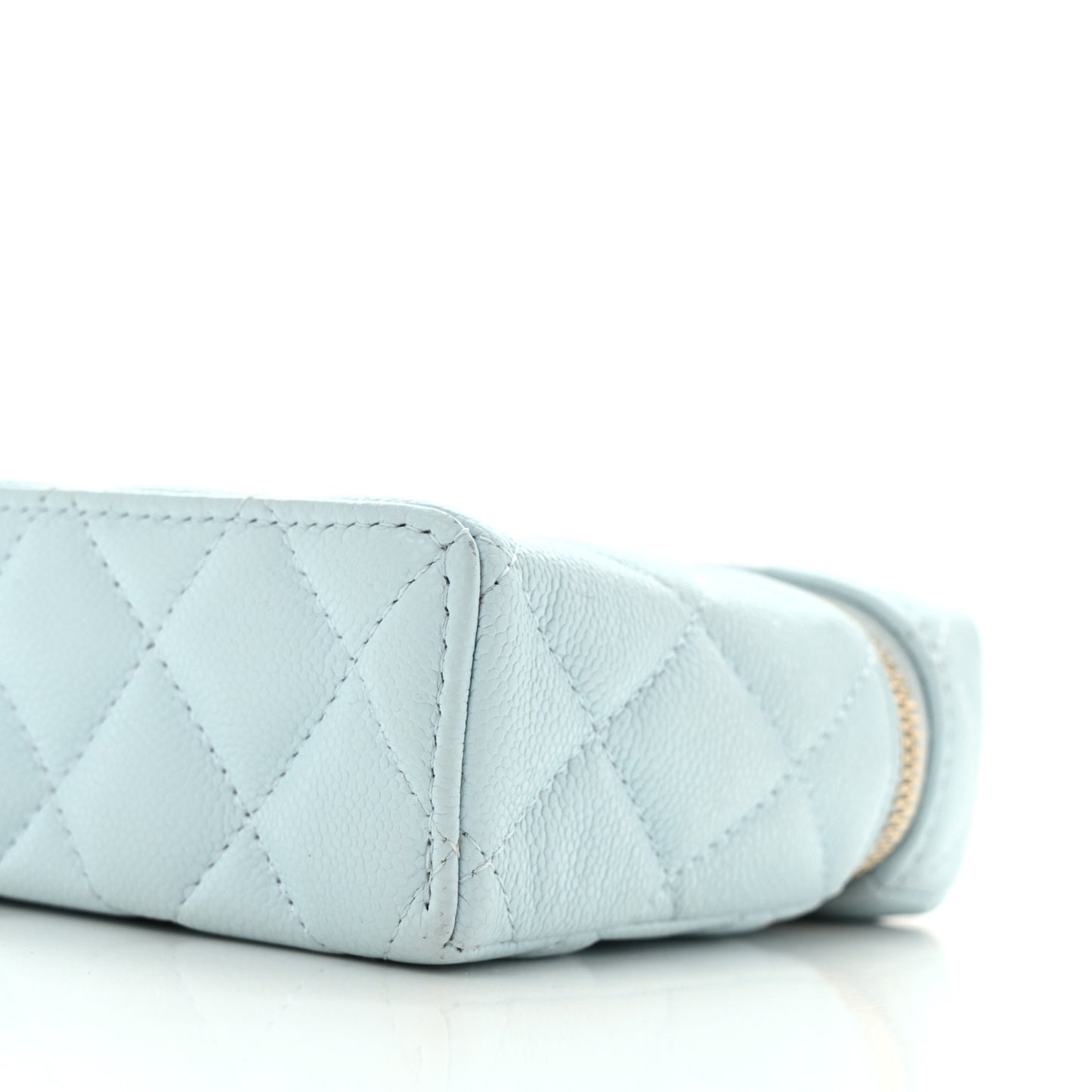 Caviar Quilted Top Handle Slim Vanity With Chain Light Blue