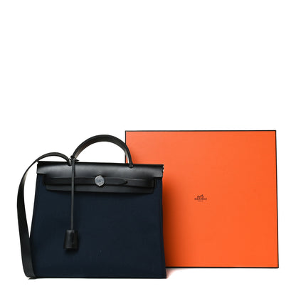 Hermes Toile Vache Hunter Herbag Zip PM 31 Bleu Marine Black 21 of 21