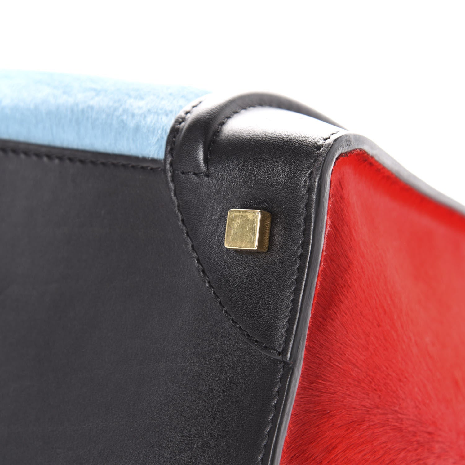 Celine Pony Hair Mini Tri-Color Luggage Glacier Red Black 11 of 18