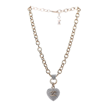 Chanel Crystal Heart CC Necklace Gold 2 of 3