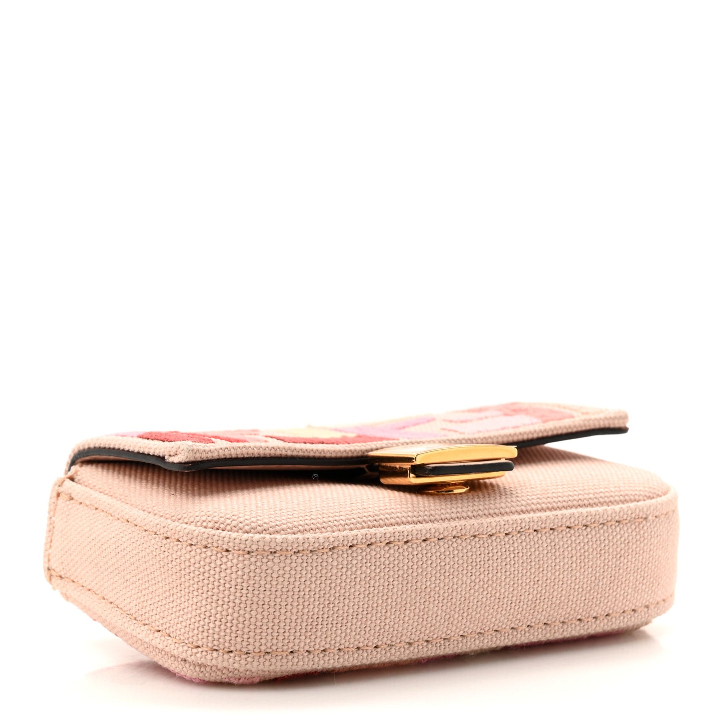 Canvas Vitello King FF Multicolor Embroidered Nano Baguette Charm Rosa Quarzo Bloody Mary Multicolor