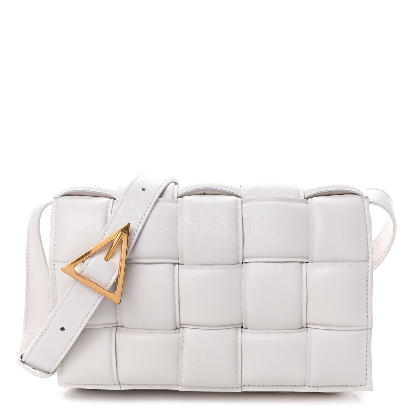 Nappa Maxi Intreccio Padded Cassette Crossbody Bag Chalk