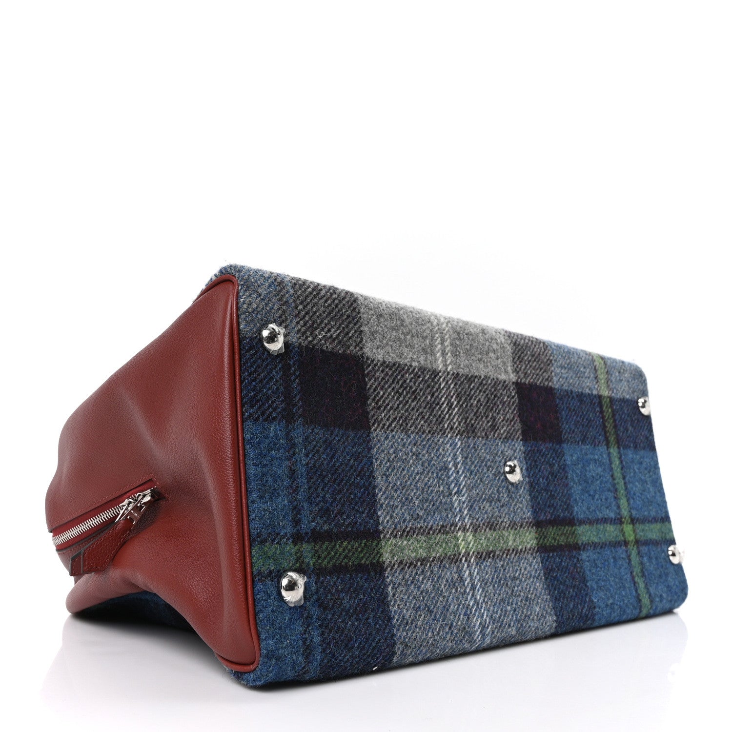 Hermes Evercolor Wool Tweed Tartan Galop d'Hermes Fourre Tout 50 Rouge H Bleu De Malte 3 of 8