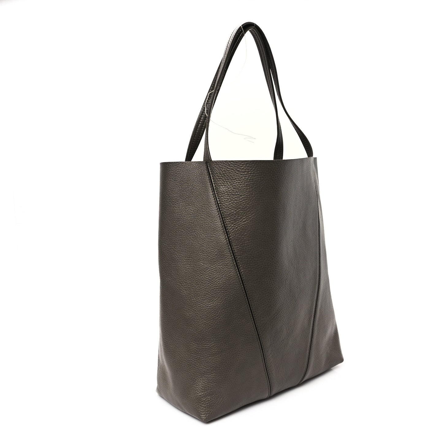Grained Calfskin Large Spin Tote Flannel Grey