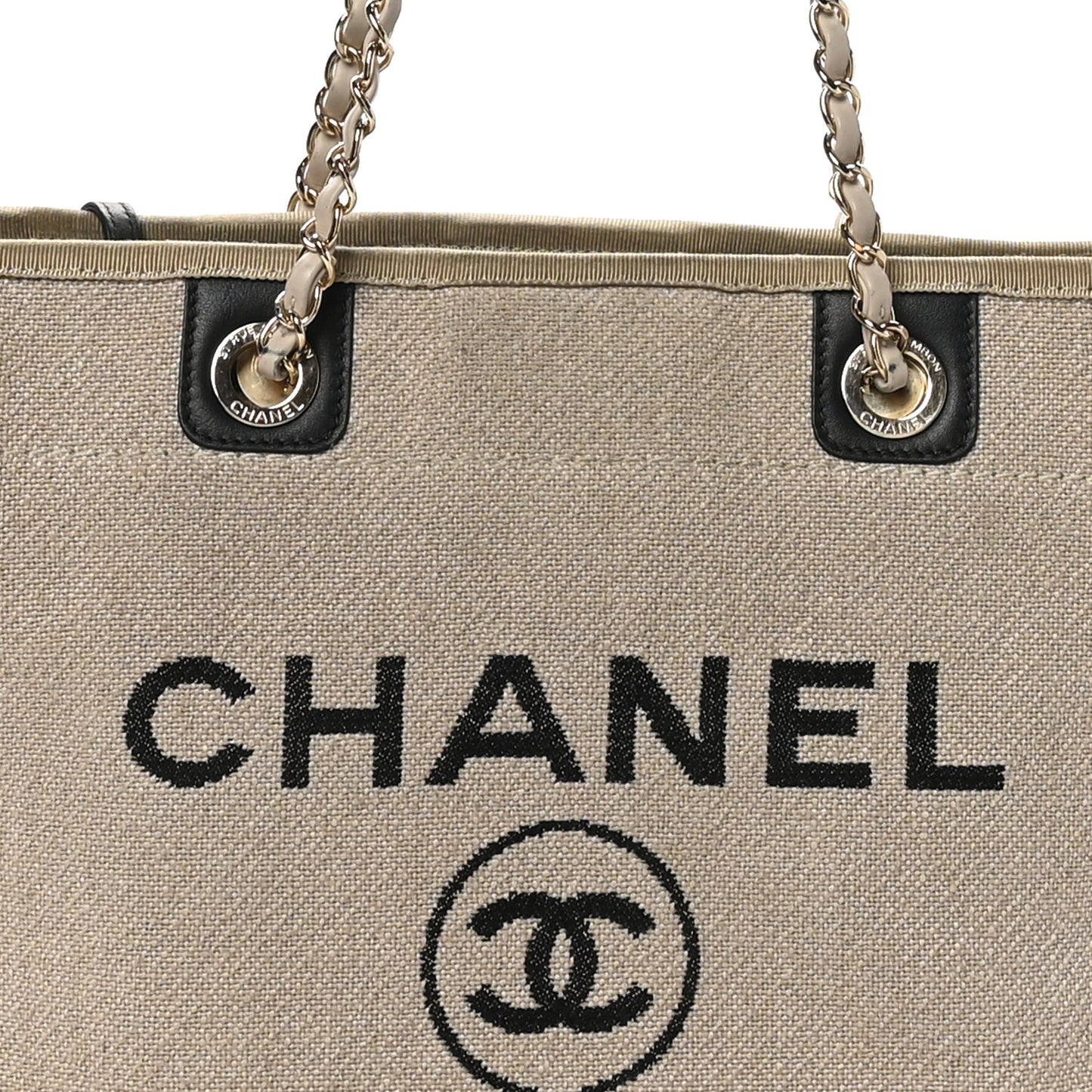 Mixed Fibers Small Deauville Tote Beige Black