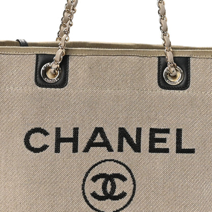 Chanel Mixed Fibers Small Deauville Tote Beige Black 9 of 11