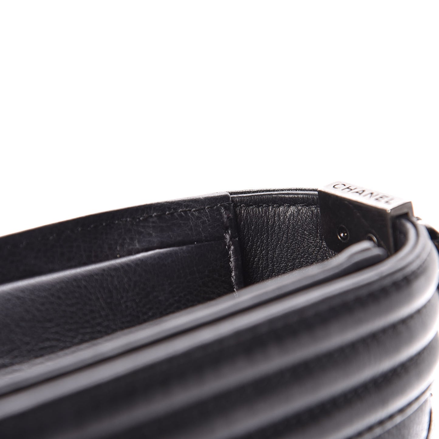 Calfskin Double Stitch Medium Boy Flap Black