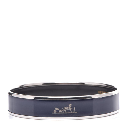 Hermes Enamel Printed Medium Caleche Bracelet 65 Bleu 1 of 5