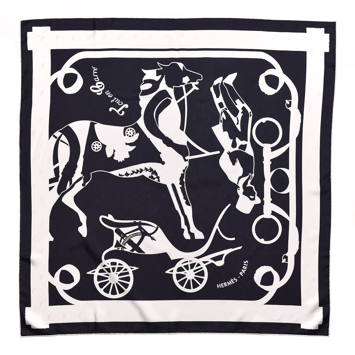 Silk Tout En Carre Scarf 90 Marine Blanc