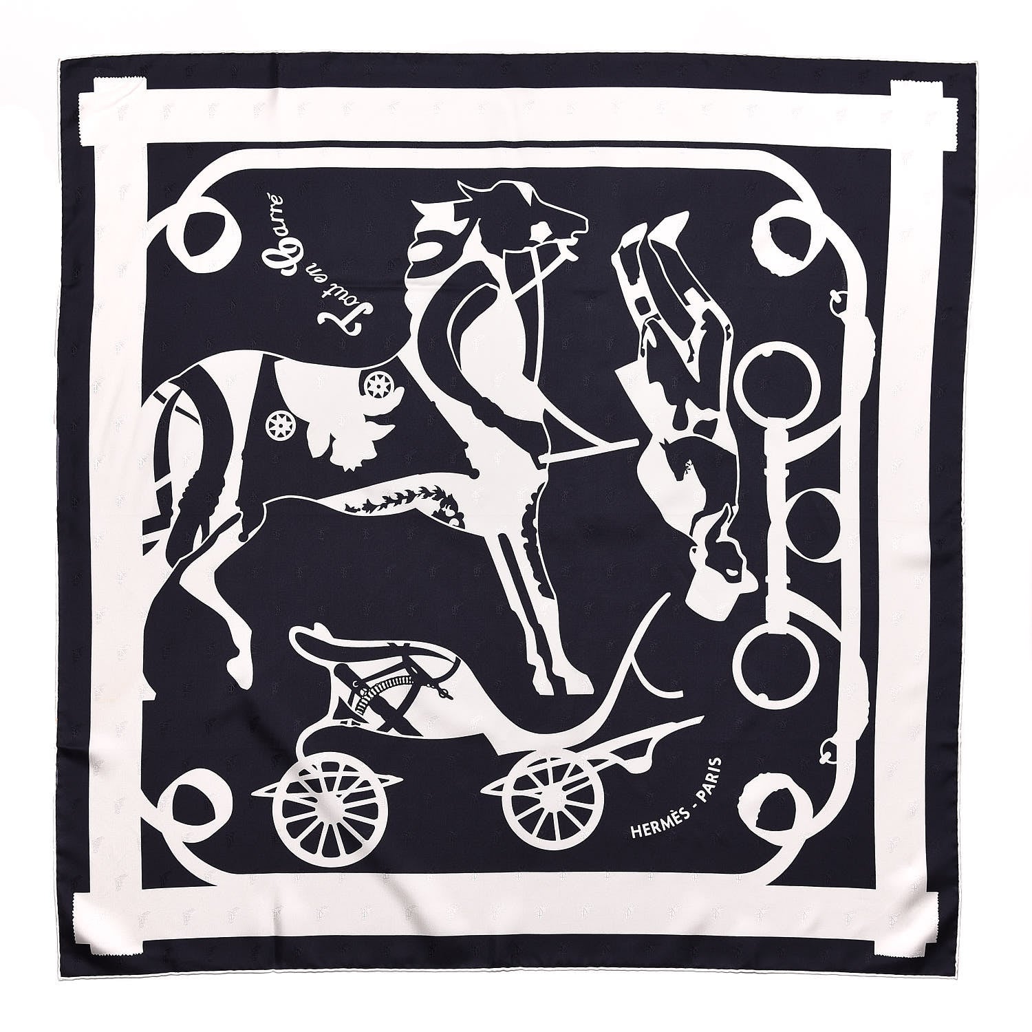 Hermes Silk Tout En Carre Scarf 90 Marine Blanc 1 of 4