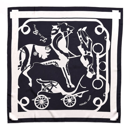 Hermes Silk Tout En Carre Scarf 90 Marine Blanc 1 of 4