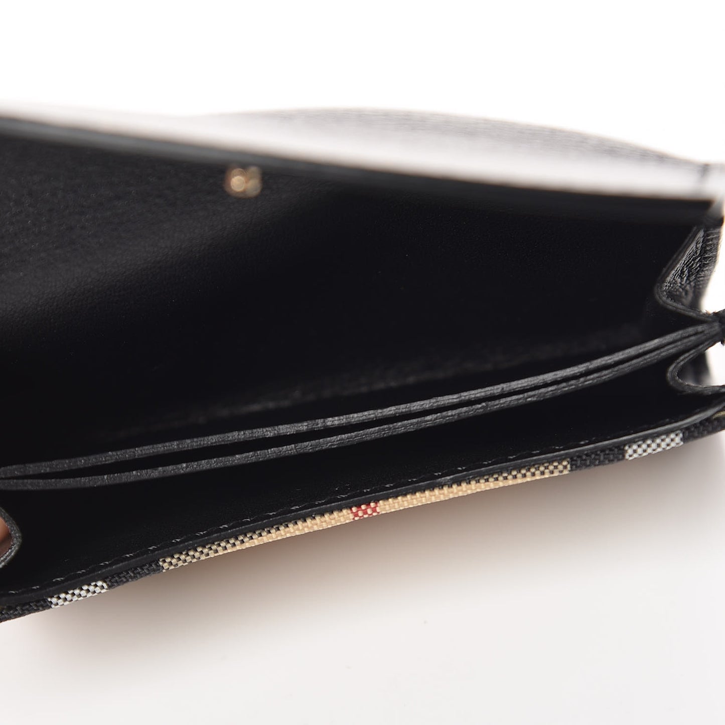 Calfskin House Check Chesam Card Case Black