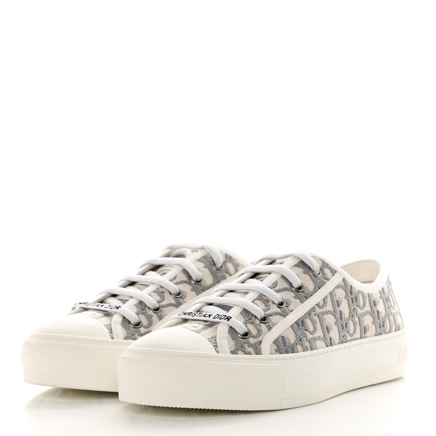 Canvas Oblique Walk'N'Dior Low Top Sneakers 38 Grey Stone