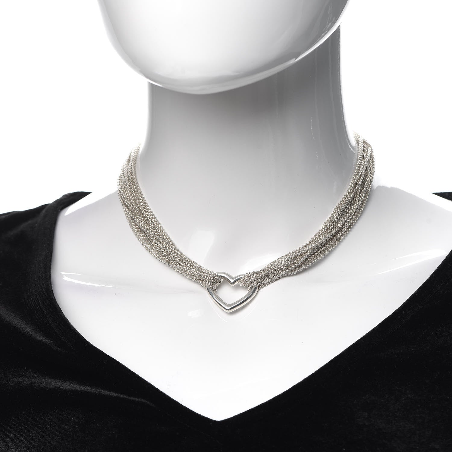 Tiffany Sterling Silver Heart Multi Chain Toggle Necklace 2 of 4