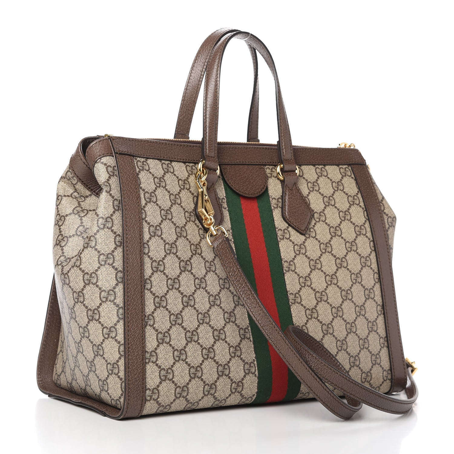 Gucci GG Supreme Monogram Web Medium Ophidia Tote Bag Brown 3 of 13
