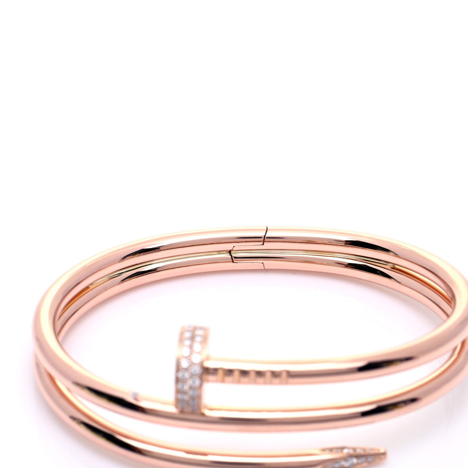 Cartier 18K Pink Gold Diamond Double Wrap Juste Un Clou Bracelet 15 7 of 8