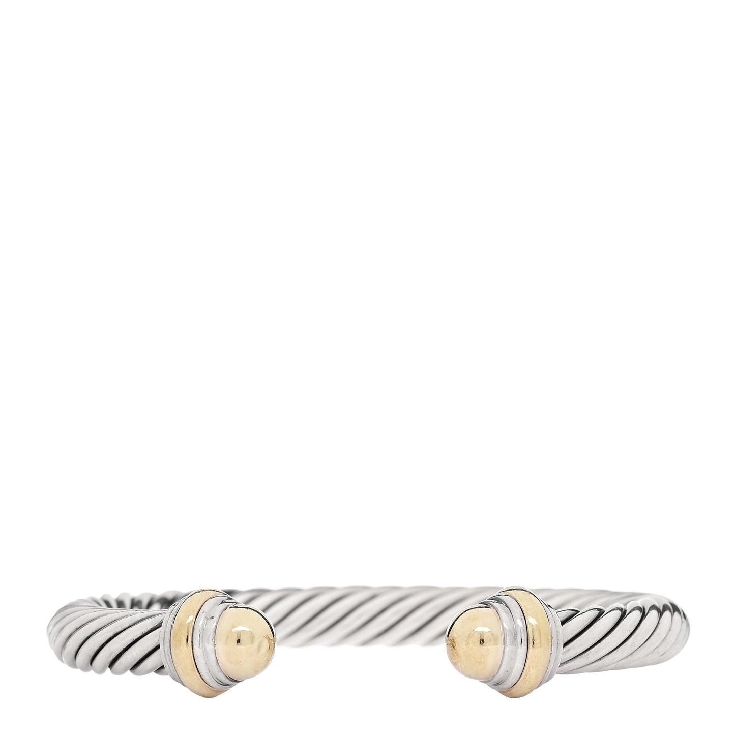 Sterling Silver 14K Yellow Gold 7mm Cable Classics Dome Bracelet