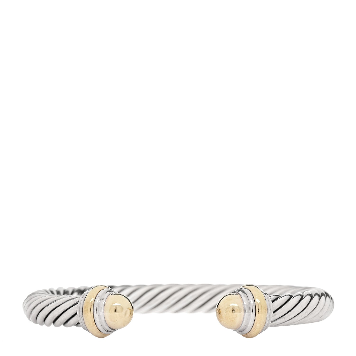 David Yurman Sterling Silver 14K Yellow Gold 7mm Cable Classics Dome Bracelet 1 of 4
