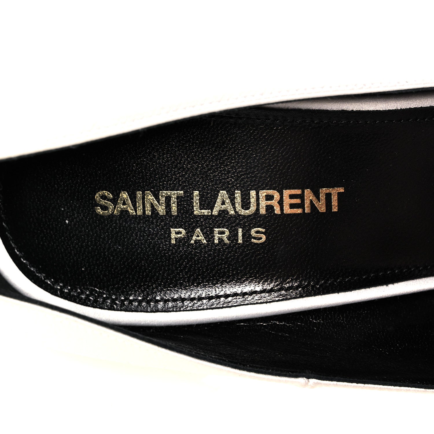 Saint Laurent Satin Crystal Embellished Tower 110 Pump 37.5 White 7 of 8