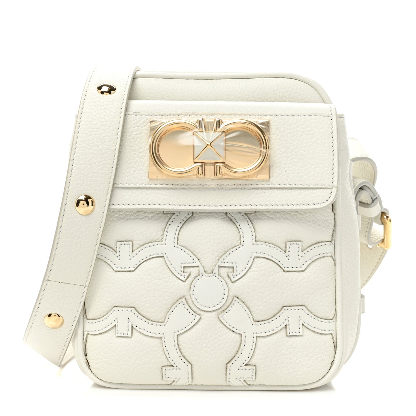 Calfskin Gancini Camera Case New White