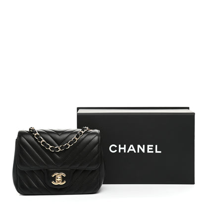 Chanel Lambskin Chevron Quilted Mini Square Flap Black 11 of 11