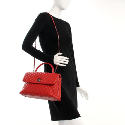 Chanel Caviar Quilted Medium Coco Handle Flap Dark Red 2 of 7
