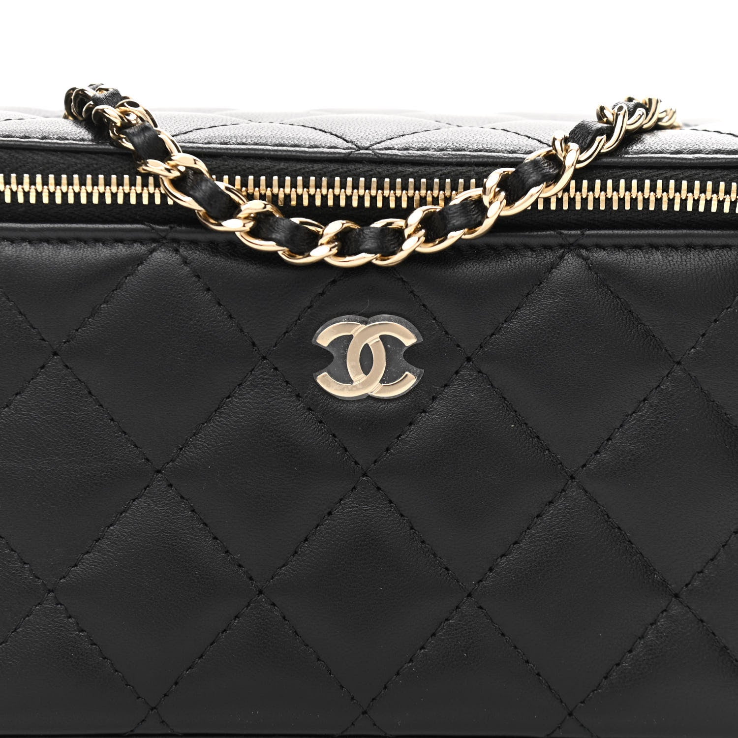 Chanel Lambskin Quilted Small Vanity Case With Chain Black 8 of 10