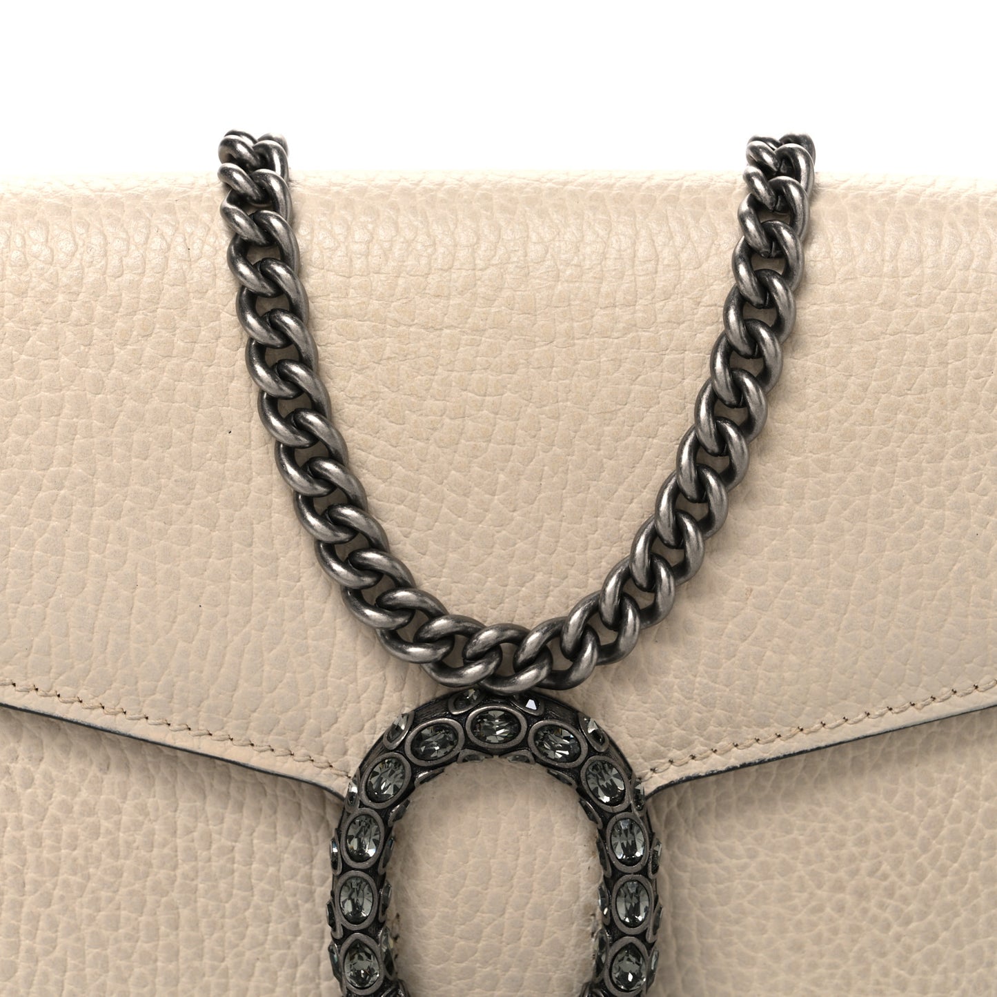 Dollar Calfskin Mini Dionysus Chain Wallet Mystic White