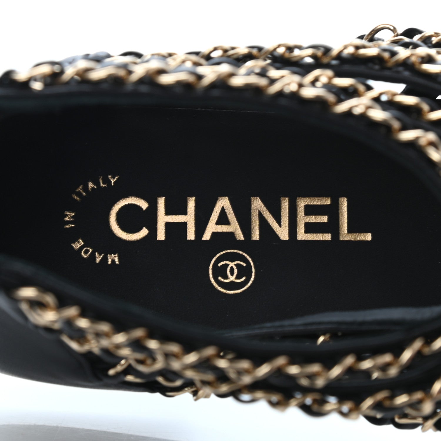 Chanel Lambskin CC Chain Sandals 39 Black 7 of 7
