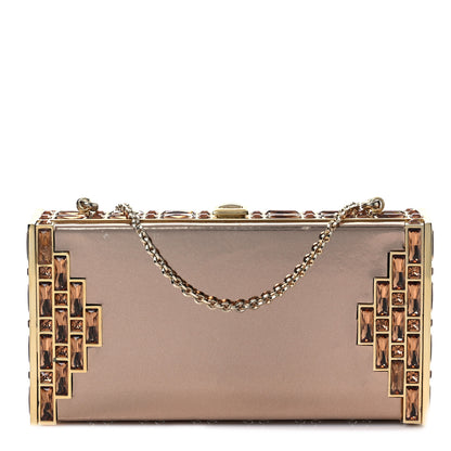 Judith Leiber Metallic Calfskin Box Clutch With Chain Gold 1 of 7